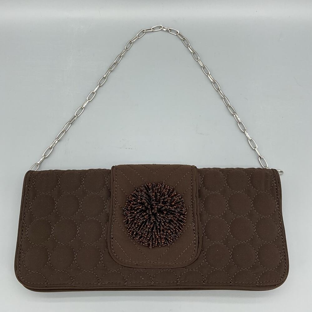 Vera Bradley Quilted Clutch Purse Magnetic Closure Espresso 11x5x2.2
